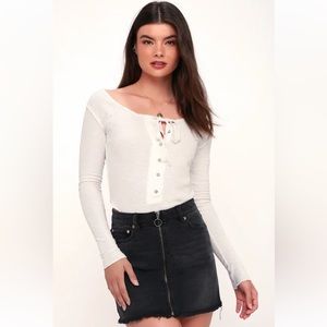 Free People We The Free Zip Up Denim Mini Skirt NWT size 27